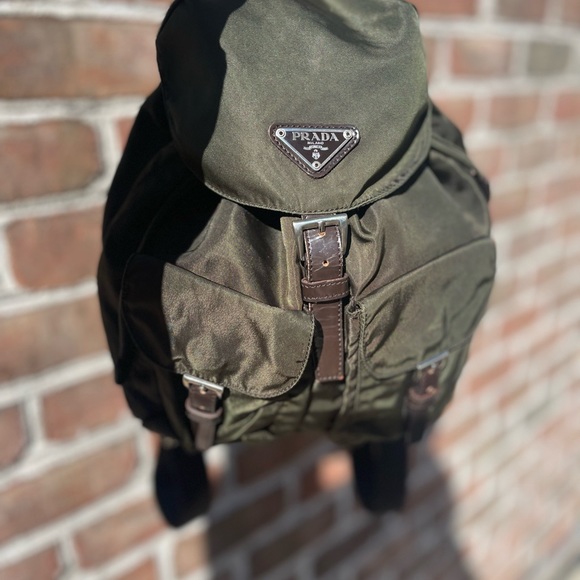 PRADA Nylon Tessuto Backpack Olive Green | Brown - Picture 3 of 11